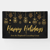 Elegant Black Gold Custom Business Holidparty Spandoek (Horizontaal)