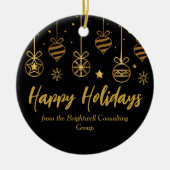 Elegant Black Gold Custom Business-kerstcadeau Keramisch Ornament (Voorkant)