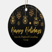 Elegant Black Gold Custom Business-kerstcadeau Keramisch Ornament (Links)