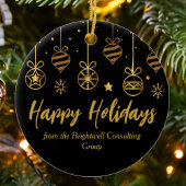 Elegant Black Gold Custom Business-kerstcadeau Keramisch Ornament