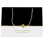 Elegant Black Gold Custom Large Gift Bag Groot Cadeauzakje (Voorkant)
