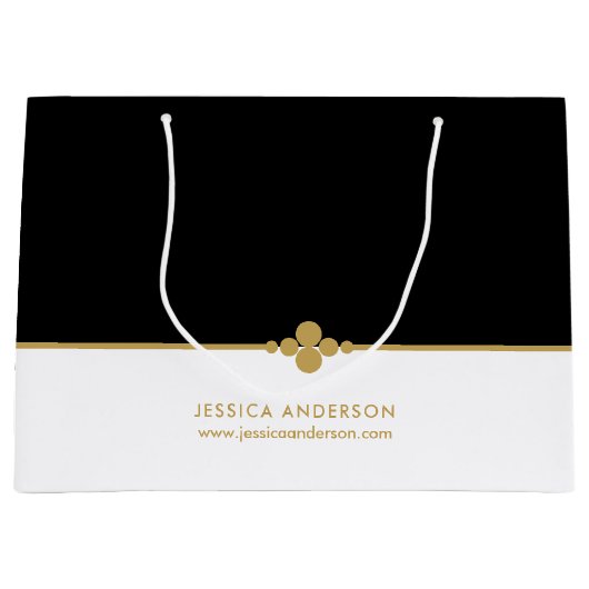 Elegant Black Gold Custom Large Gift Bag Groot Cadeauzakje (Voorkant)