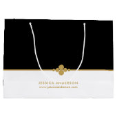 Elegant Black Gold Custom Large Gift Bag Groot Cadeauzakje (Achterkant)