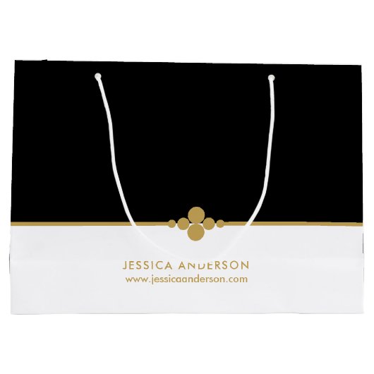 Elegant Black Gold Custom Large Gift Bag Groot Cadeauzakje (Achterkant)
