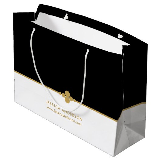 Elegant Black Gold Custom Large Gift Bag Groot Cadeauzakje (Achterkant Gekanteld)