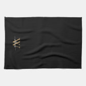 Elegant Black Gold Custom Monogram Script Name Theedoek (Horizontaal)