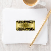 Elegant Black & Gold Damascus & Shiny Texture Etiket (Insitu)