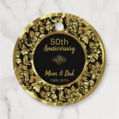 Elegant Black & Gold Damask Bedankjes Labels (Achterkant)