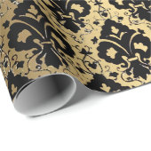 Elegant  Black Gold Damask Cadeaupapier (Rol Hoek)