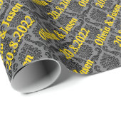 Elegant Black Gold Damask persoonlijke bruiloft Wr Cadeaupapier (Rol Hoek)