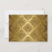 Elegant Black & Gold Damask RSVP Kaart (Achterkant)
