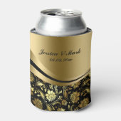 Elegant Black & Gold Damkers Decorative Stripes Blikjeskoeler (Blikje Voorkant)