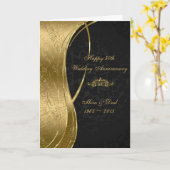 Elegant Black & Gold Damkers Kaart (Gele Bloem)