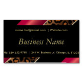Elegant Black, Gold & Deep Red Leopard Stripes Visitekaartje Magneet (Voorkant)