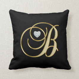 Elegant Black Gold Design Monogram Letter 'B' Kussen