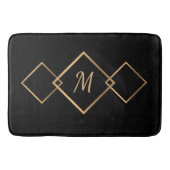 Elegant Black Gold Diamond Geometric Monogram Badmat (Voorkant)
