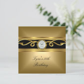 Elegant Black Gold Diamond Jewel 50e verjaardag Kaart (Staand voorkant)