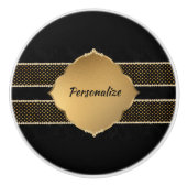 Elegant Black Gold Diamond-ontwerp op maat Keramische Knop (Voorkant)