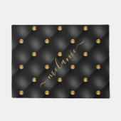 Elegant Black Gold Diamond Tufted Luxury Jouw naam Deurmat (Voorkant)