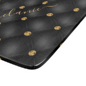 Elegant Black Gold Diamond Tufted Luxury Jouw naam Snijplank (Hoek)