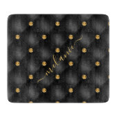 Elegant Black Gold Diamond Tufted Luxury Jouw naam Snijplank (Voorkant)