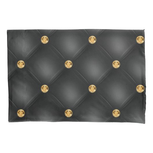Elegant Black Gold Diamond Tufted Pillow Hoesje Kussensloop (Voorkant)