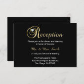 Elegant Black Gold Diamond Wedding Reception Card Informatiekaartje (Voorkant / Achterkant)