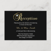Elegant Black Gold Diamond Wedding Reception Card Informatiekaartje (Voorkant)