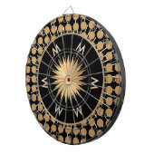 Elegant Black Gold Dot Pattern Monogram Dartbord (Voorkant Rechts)