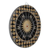 Elegant Black Gold Dot Pattern Monogram Dartbord (Voorkant Links)