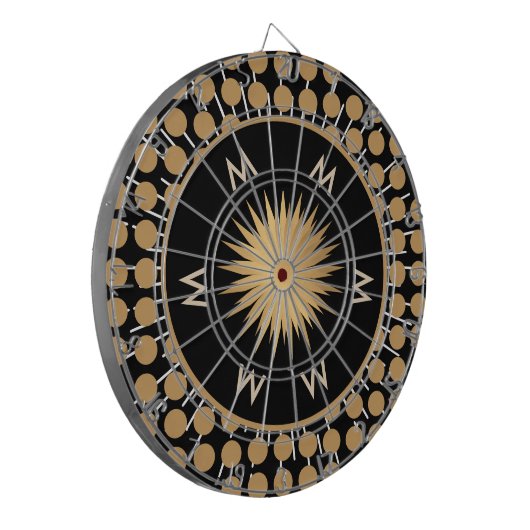 Elegant Black Gold Dot Pattern Monogram Dartbord (Voorkant Links)