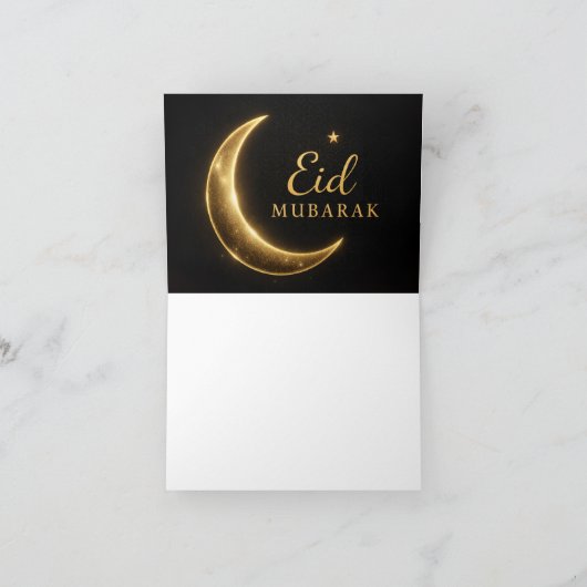 Elegant Black & Gold Eid Mubarak Card – Premium Is Bedankkaart (Binnen)