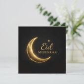 Elegant Black & Gold Eid Mubarak Card – Premium Is Kaart (Staand voorkant)