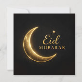 Elegant Black & Gold Eid Mubarak Card – Premium Is Kaart (Achterkant)