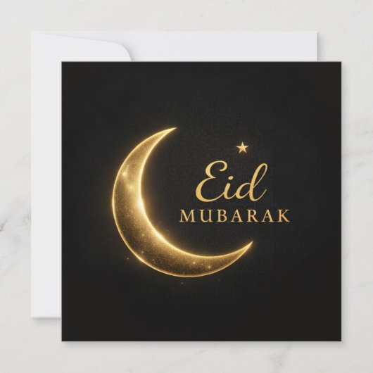 Elegant Black & Gold Eid Mubarak Card – Premium Is Kaart (Voorkant)