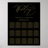 Elegant Black Gold Elegant Script Weddenschap Poster (Voorkant)