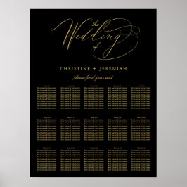 Elegant Black Gold Elegant Script Weddenschap Poster