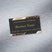 Elegant Black, Gold en Champagne Leopard Visitekaartje Magneet (Voorbeeld)