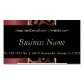 Elegant Black, Gold en Garnet Red Leopard Stripes Visitekaartje Magneet (Voorkant)