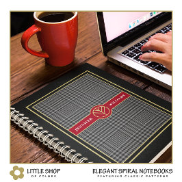 Elegant Black Gold en Red Pset Monogrammen Notitieboek