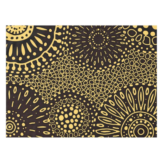 Elegant Black Gold Ethnic Floral Tablecloth Tafelkleed (Voorkant (Horizontaal))