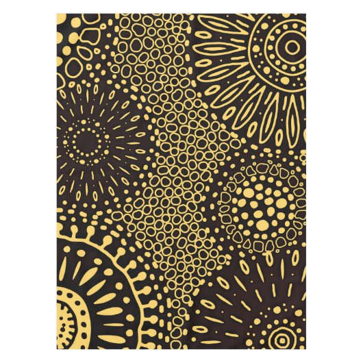 Elegant Black Gold Ethnic Floral Tablecloth Tafelkleed (Voorkant)