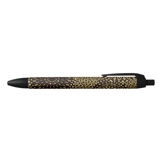 Elegant Black Gold Ethnic Floral Writing Pen (Bovenkant)