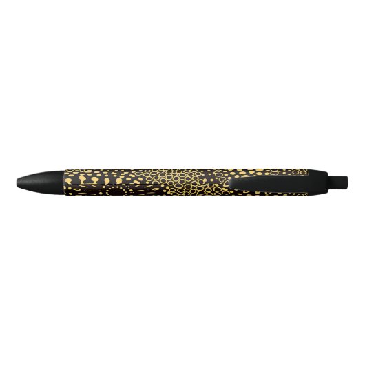 Elegant Black Gold Ethnic Floral Writing Pen (Achterkant)