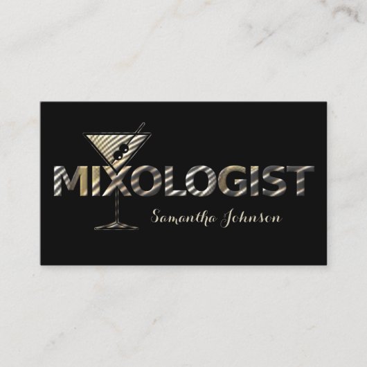 Elegant Black Gold Event Bartender Visitekaartje (Voorkant)