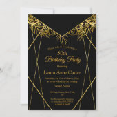 Elegant Black Gold Faux Folie 50e verjaardag Kaart (Voorkant)