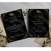 Elegant Black Gold Faux Folie Script Weddenschap Kaart