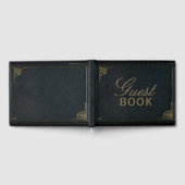 Elegant Black Gold Faux Leather Weddenschap Book Gastenboek (Volledig)