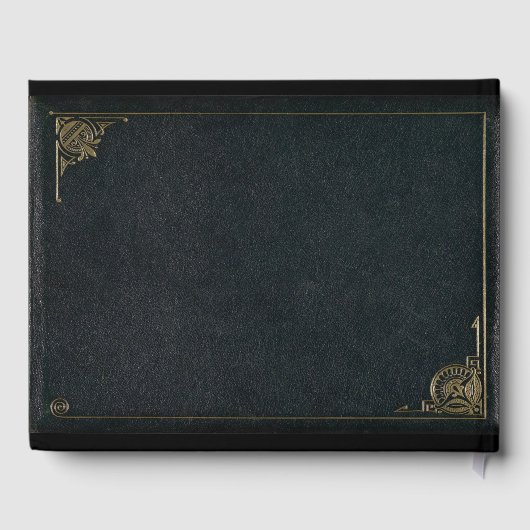 Elegant Black Gold Faux Leather Weddenschap Book Gastenboek (Achterkant)