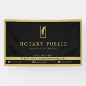 Elegant Black Gold Feather Logo Notary Evenement Spandoek (Horizontaal)